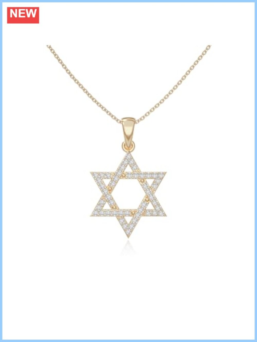 Star of David Pendant Necklace 18K Gold Vermeil Moissanite